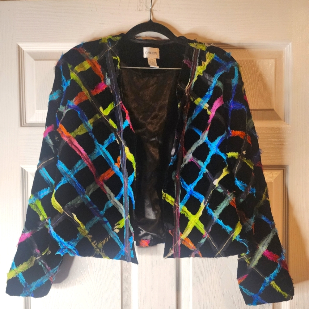 Chico's Multicolor velvet jacket sz2
